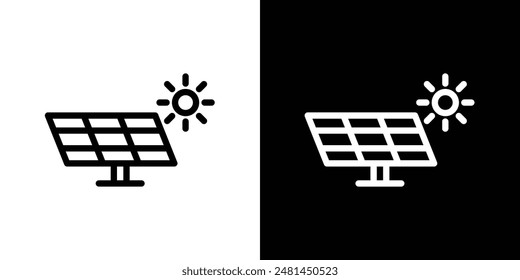 Solar panel line icon vector illustration set.