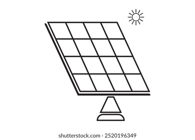 Solar panel line icon, vector, solar energy line icon, vector, silhouette. Renewable energy, solar power, sustainable, ecology. Vector illustration.