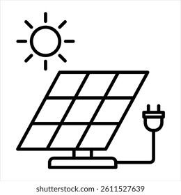 Solar Panel Line Icon Vector Illustration