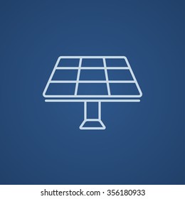 Solar panel line icon for web, mobile and infographics. Vector light blue icon isolated on blue background.