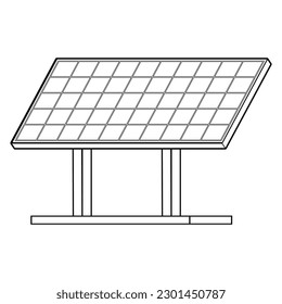 ilustración vectorial de la línea del panel solar, aislado en fondo blanco, vista superior