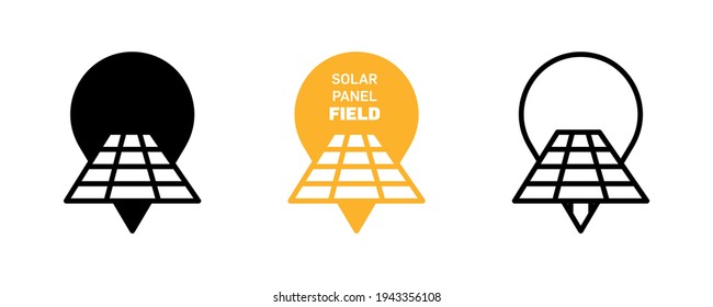 Solar panel location icon design logo. Silhouette, colorful and linear solar panel  icon set. Creative location icon for your web mobile application logo design. Line vector illustration.