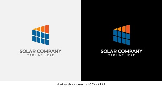 Solar panel logo design. Solar battery storage logo illustration. Solar energy storage vector symbol.