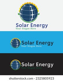 solar panel logo design for company, green solar energy