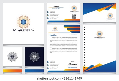 solar panel logo design with the idea of ​​the concept of earth and sunlight