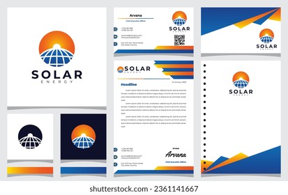 solar panel logo design with a minimalist gradient concept idea