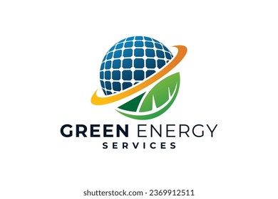 Solar panel logo design. Photovoltaic component. Green energy.