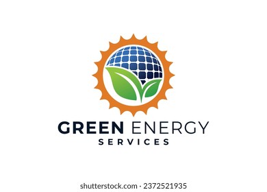 Solar panel logo design. Photovoltaic component. Green energy.