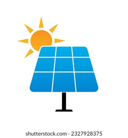 Solar Panel Logo. Solar Energy Logo. Vector Illustration Isolated on White Background. 