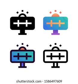 Solar panel logo icon design in four style. Line, Glyph, Flat Gradient and Color Line style