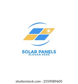 Solar panel logo vector design. Abstract Solar Energy with Sun logo icon vector template