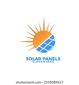 Solar panel logo vector design. Modern Sun Solar Energy logo icon vector template