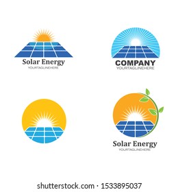 solar panel logo vector icon of natural energy  design