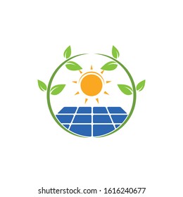 solar panel logo vector icon of natural energy design