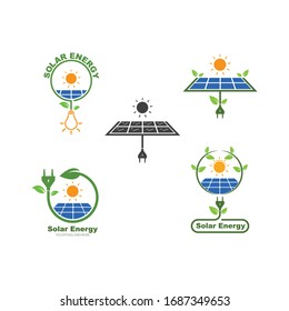 solar panel logo vector icon of natural energy design