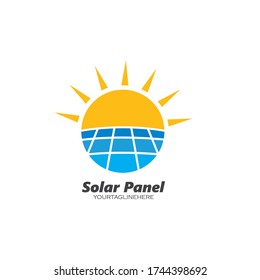 solar panel logo vector icon of natural energy design
