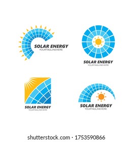 solar panel logo vector icon of natural energy design