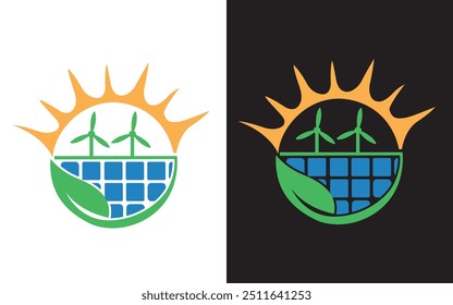 solar panel logo vector icon of natural energy Pro Vector