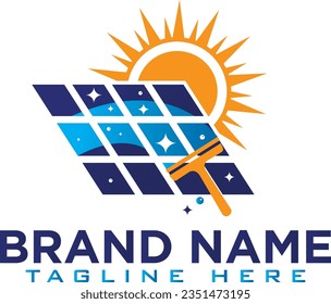 Mantenimiento del panel solar con descarga del logotipo de pincel de panel solar