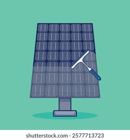 Solar Panel Maintenance Cleaning Illustration for Efficiency in Renewable Energy Systems