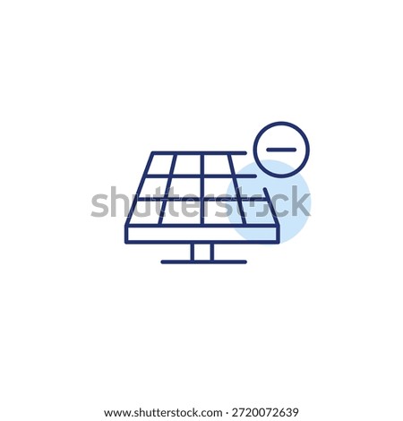 Solar panel and minus. Remove green energy sources. Pixel perfect, editable stroke vector icon