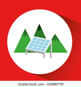 solar panel with mountain, green concept, vector illustration