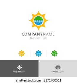 solar panel nature sunshine logo vector