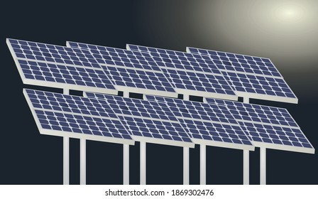 Solar panel night. vector illustration