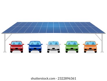 Solar Panel. Solar Panel on Car Parking Roof. Alternative Renewable Energy Sources. Clean and Green Energy.