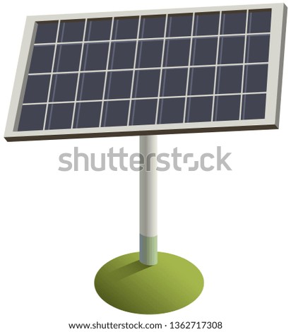 Solar panel on grass. Green renewable environmentally friendly electricity. Vector isolated on white