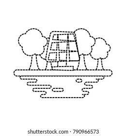 Solar panel on ground cartoon