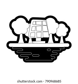 Solar panel on ground cartoon