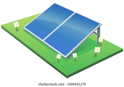 Solar panel on the lawn (cutout)