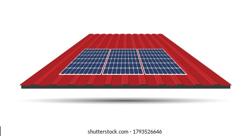 Solar panel on a roof of a house, concept of sustainable resources, vector illustration design. 