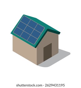 Solar panel on rooftop icon – depicting home solar installation, clean energy use in residential buildings, and sustainable living.