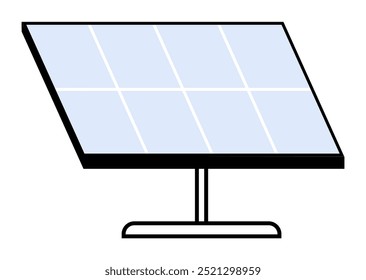 Solar panel on a stand representing clean energy. Ideal for sustainability, technology, renewable resources, eco-friendly practices, and green tech. Simple and modern style.