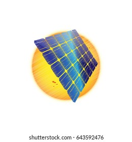 solar panel on sun background