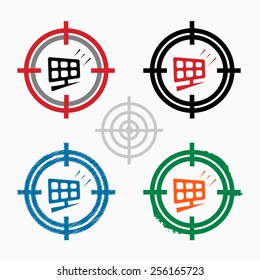 Solar panel on target icons background. Crosshair icon. Vector illustration