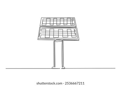 Dibujo de una línea del panel solar. Energía del panel solar en ilustración de arte de una sola línea. Vector editable.  