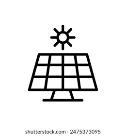 Solar panel outline icon. Green energy industrial concept, clean production of electricity. Editable stroke. Isolated vector illustration