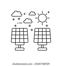 Solar Panel Outline Icon, Vector illustration
