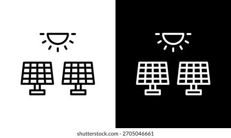 Diseño de conjunto de iconos blancos de contorno de panel solar