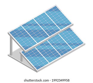 Solar Panel Or Photovoltaic Module As Electric Power Object Isometric Vector Illustration