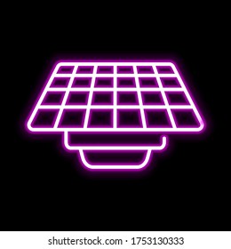 Solar panel pink glowing neon ui ux icon. Glowing sign logo vector