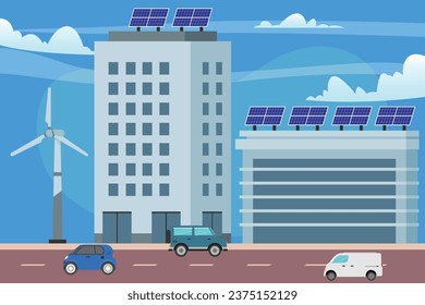 instalación de paneles solares, respaldo de energía eólica y eléctrica 2d concepto de ilustración vectorial para banner, sitio web, página de aterrizaje, volante, etc