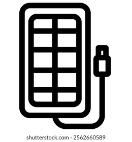 Solar panel power bank symbol - renewable energy, sustainability and ecology icon.