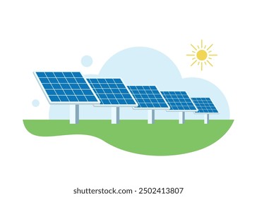 Solar panel power plant renewable energy sustainable energy generation with windmill wind fans electricity system