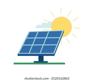 Solar panel power plant renewable sustainable energy generation with sunny panel renewable electricity systems, vector