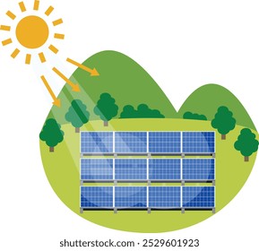 Solar panel, Solar power system, Renewable solution, Eco-friendly, Clean power,illustration, Sustainable technology, Green power, Solar generation, Solar panel design, electricity system,