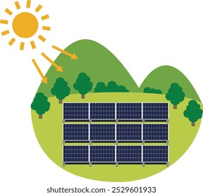 Solar panel, Solar power system, Renewable solution, Eco-friendly, Clean power,illustration, Sustainable technology, Green power, Solar generation, Solar panel design, electricity system,
